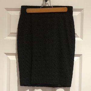 Loft Black Eyelet Pencil Skirt